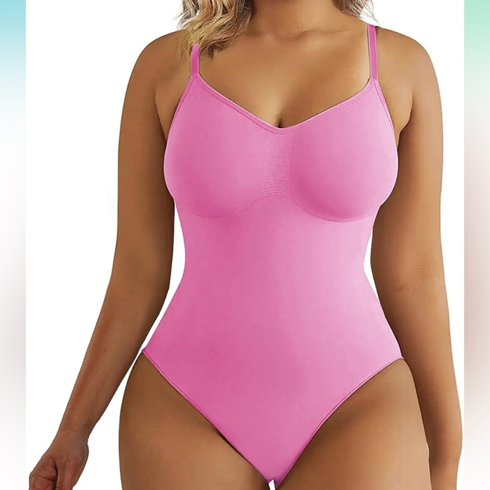 SHAPERX Women's Shapewear Bodysuit - PINK - S/M